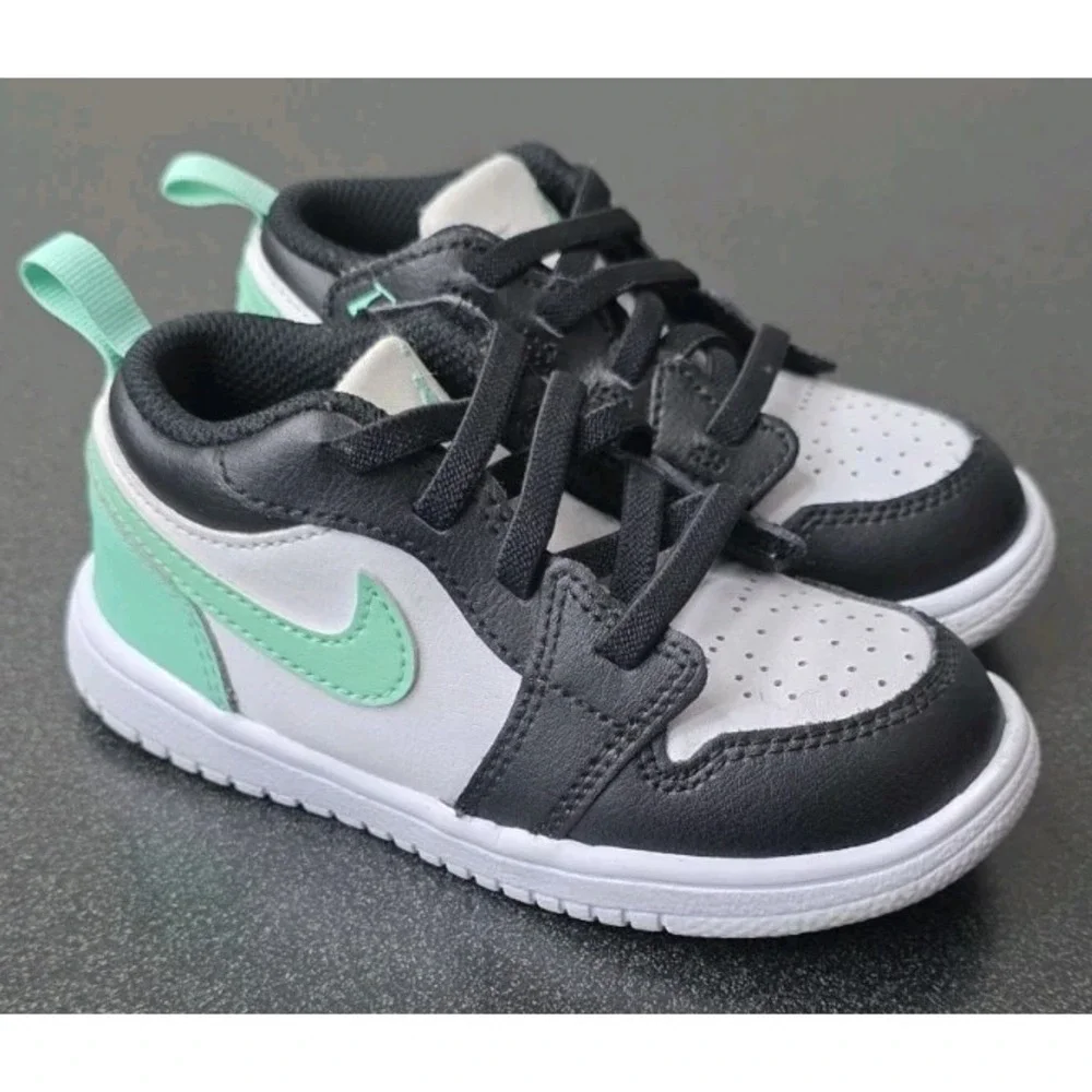 Nike Air Jordan 1 Low Alt TD White Green Glow Black DR9747-131 Shoe Kids 8C